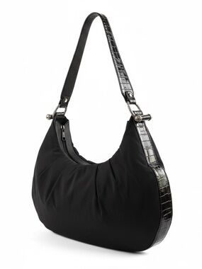 Brighton Black Handbag with Purple Lining and Silver Buckle